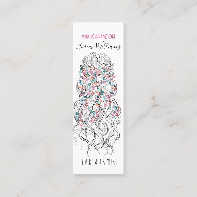 Minitarjeta De Visita Elegante Pastel Bride Wavy Hair Estilo Floral (Anverso)