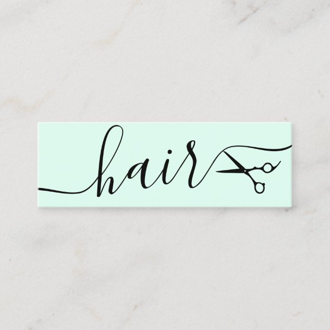 Minitarjeta De Visita Elegante peinado de tijeras verdes y negras (Anverso)