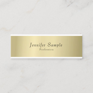 Minitarjeta De Visita Elegante Profesional con Estilo Dorado Minimalista