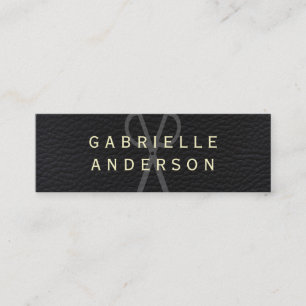 Minitarjeta De Visita Elegante profesional cuero negro con texto negrita