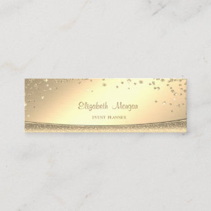 Minitarjeta De Visita Elegante Profesional Dorado Diamantes Estiloso