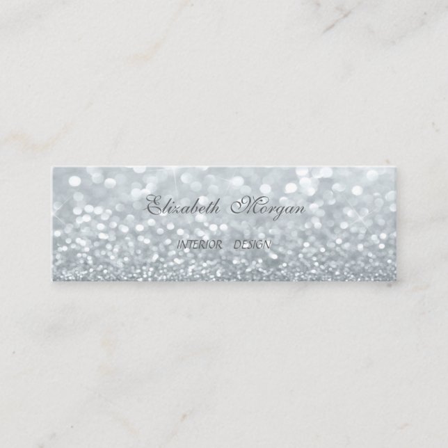 Minitarjeta De Visita Elegante Profesional Moderno Plata Bokeh Purpurino (Anverso)
