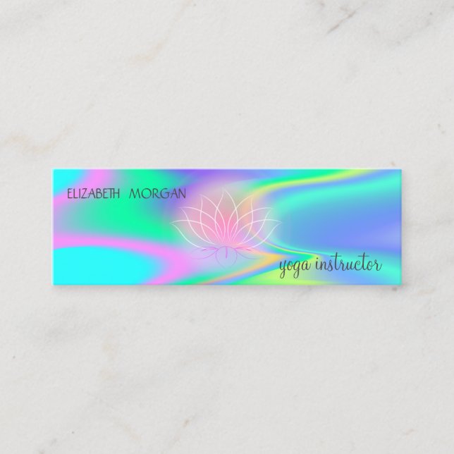 Minitarjeta De Visita Elegante Profesional Profesional Lotus Holográfico (Anverso)