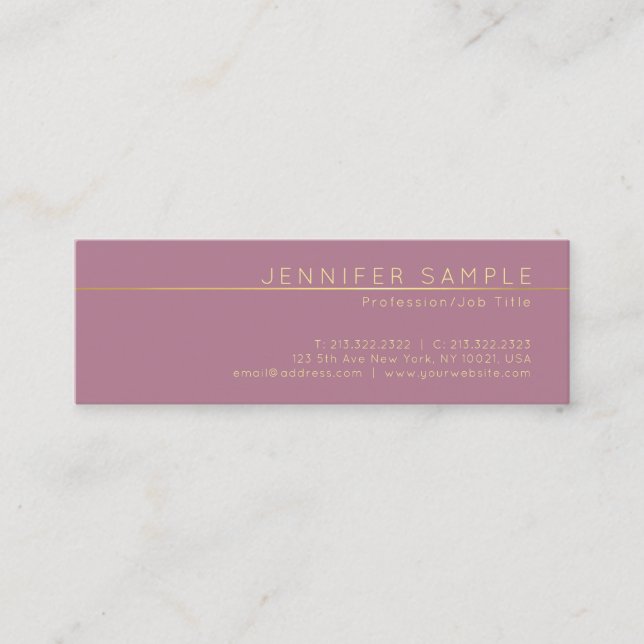 Minitarjeta De Visita Elegante Profesional Silk Acabado Moderno Lujo (Anverso)