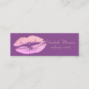 Minitarjeta De Visita Elegante Profesional Violeta con Labios Brillantes