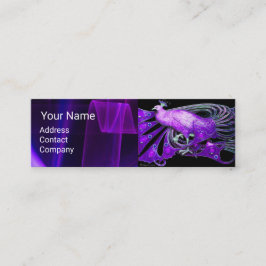 MINITARJETA DE VISITA ELEGANTE PURPLE PURPLE PEACOCK, MONOGRAMA AZUL NEG