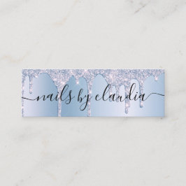 Minitarjeta De Visita Elegante purpurina azul gotea uñas