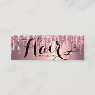 Minitarjeta De Visita Elegante purpurina rosa dorado gotea estilista