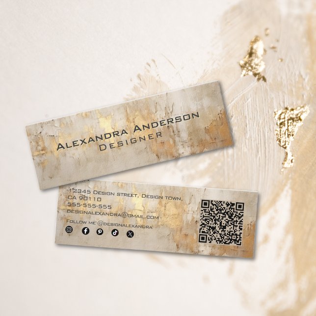 Minitarjeta De Visita Elegante Resumen Profesional Purpurina de Marfil G (Elegant Abstract Ivory Gold Glitter Professional Mini Business Card)