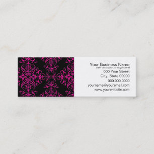 Minitarjeta De Visita Elegante rosa caliente y negro estilo victoriano d