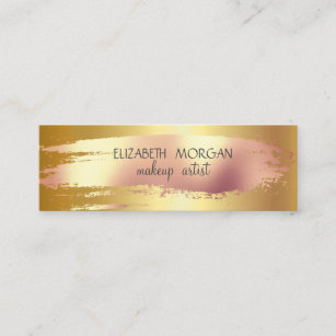 Minitarjeta De Visita Elegante Rosa Relieve metalizado dorado Broche de 