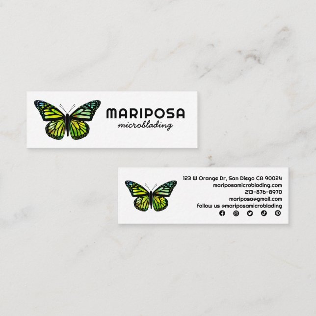 Minitarjeta De Visita Elegante salón de belleza monarca mariposa estetic (Anverso / Reverso)