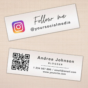 Minitarjeta De Visita Elegante Sígueme Instagram y QR Code Social Media