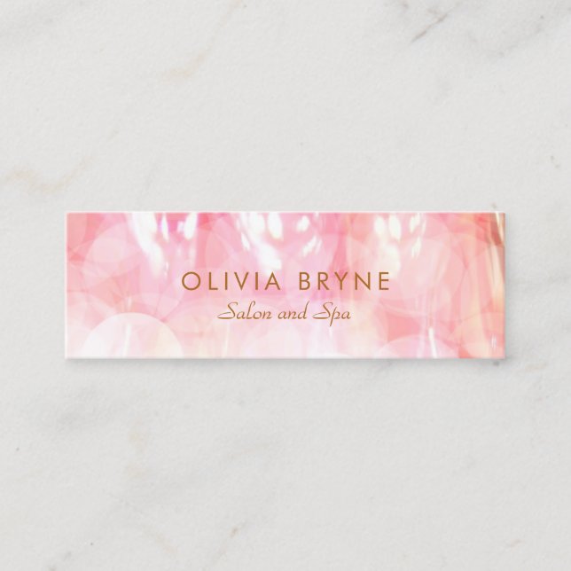 Minitarjeta De Visita Elegante spa de cosmetología rosa bokeh y salón (Anverso)