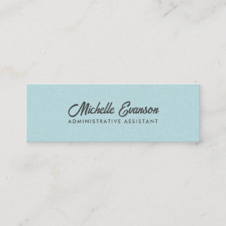 Minitarjeta De Visita Elegante tipografía Aqua Blue Linen Minimalista
