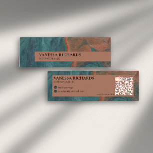 Minitarjeta De Visita Elegante Verde azulado y resumen de cobre Notario 