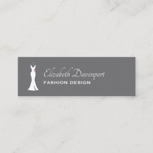Minitarjeta De Visita Elegante vestido blanco sobre gris - Diseño sencil