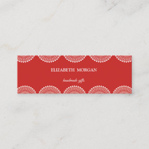 Minitarjeta De Visita Elegante Vintage, Chic, Rojo, Encaje Blanco