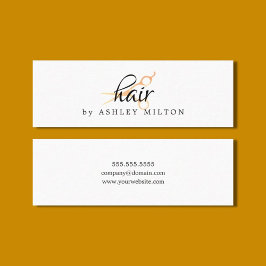 Minitarjeta De Visita Elegante White Faux Gold Scissors Hairstylist