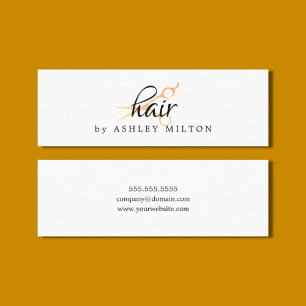Minitarjeta De Visita Elegante White Faux Gold Scissors Hairstylist