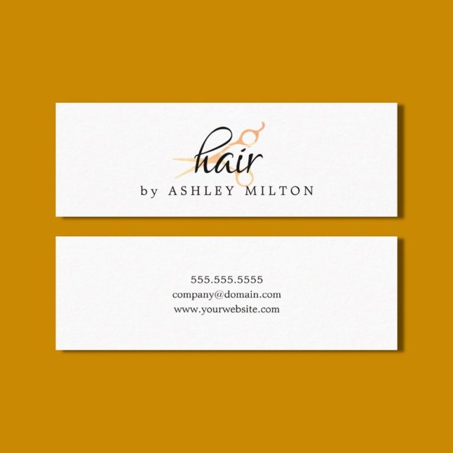 Minitarjeta De Visita Elegante White Faux Gold Scissors Hairstylist (Subido por el creador)
