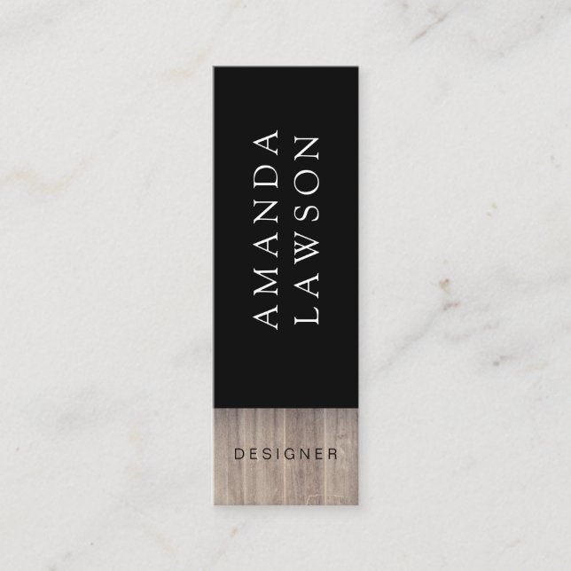 Minitarjeta De Visita Elegante y sencillo trío de madera y negro (Anverso)