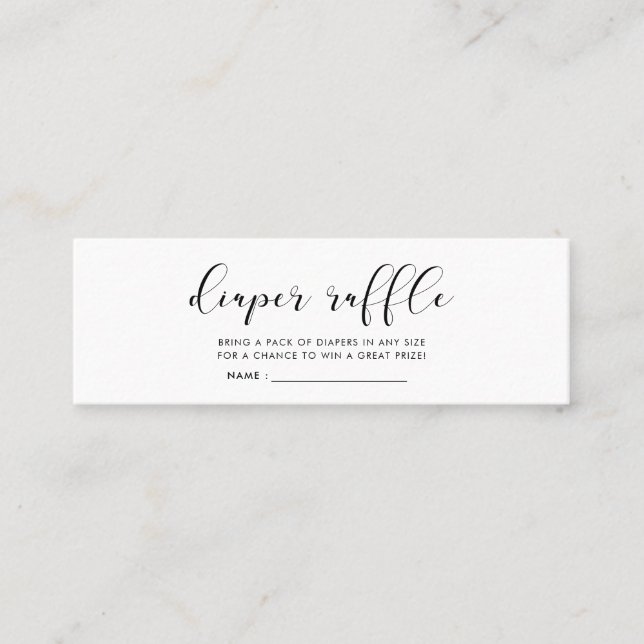 Minitarjeta De Visita Elegante y simple boleto de rifa para pañales para (Anverso)