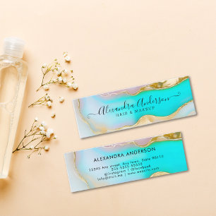 Minitarjeta De Visita Elegantes acentos de oro azul agitar Ópalo de márm