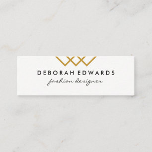 Minitarjeta De Visita Elegantes líneas geométricas de oro blanco negro