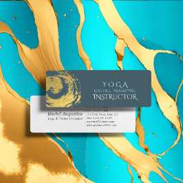 Minitarjeta De Visita Elegantes pinceles de los símbolos YOGA Blue & Gol