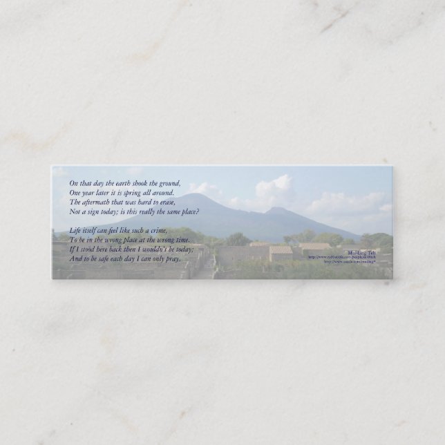 Minitarjeta De Visita "En ese día la tierra…" señal de la poesía (Anverso)