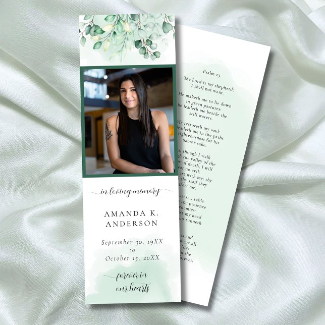 Minitarjeta De Visita En la memoria amorosa Eucalyptus Greenery Bookmark (Subido por el creador)