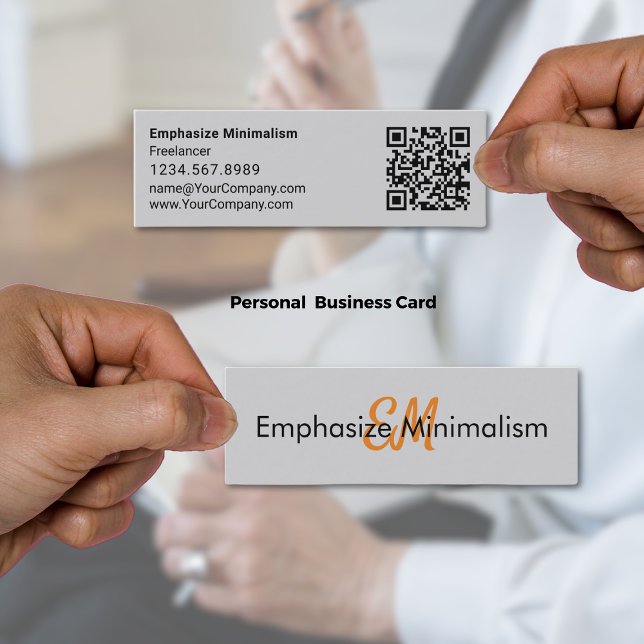 Minitarjeta De Visita Enfatizar Minimalismo Naranja simple Iniciales Gri (Emphasize Minimalism Simple Orange Initials Gray Mini Business Card)