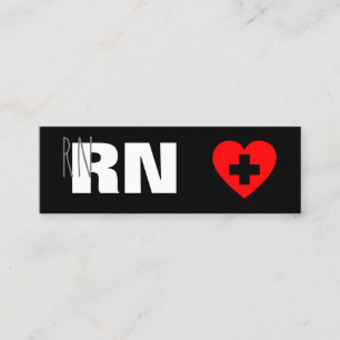 Minitarjeta De Visita Enfermera registrada RN Médica Red Heart Moderno