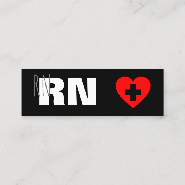Minitarjeta De Visita Enfermera registrada RN Médica Red Heart Moderno (Anverso)