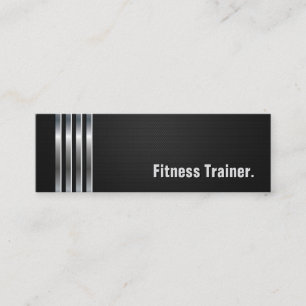 Minitarjeta De Visita Entrenador de fitness - Bandas de plata negro