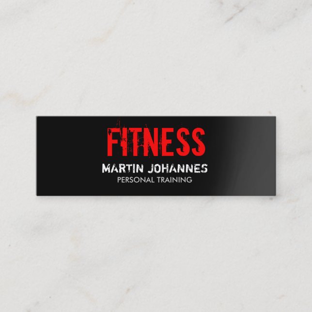 Minitarjeta De Visita Entrenador Red Black Slim Fitness (Anverso)