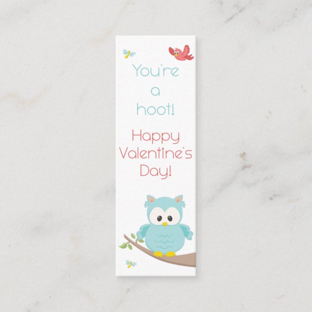 Minitarjeta De Visita ¡Eres un Hoot! Owl Valentine Bookmark (Anverso)