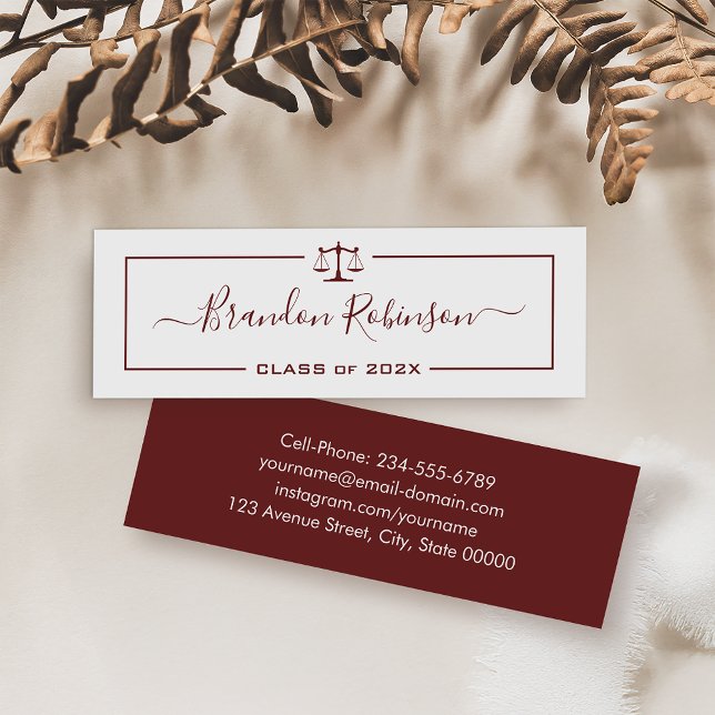 Minitarjeta De Visita Escalas rojas oscuras de estudiante de Derecho de  (Subido por el creador)