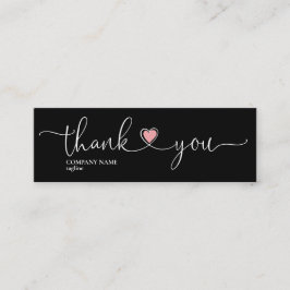 Minitarjeta De Visita escritura moderna color rosa corazón gracias por o