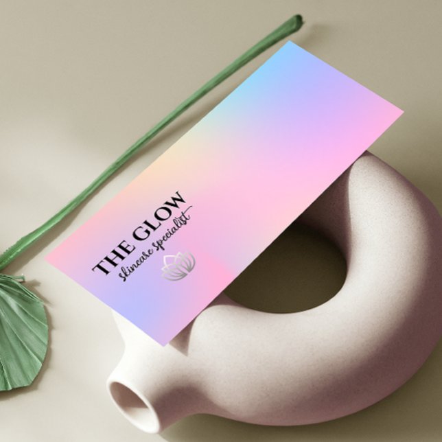 Minitarjeta De Visita Esteticista irlandés holográfico rosado (Pink Holographic Iridescent Esthetician Mini Business Card)