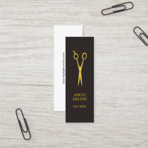 Minitarjeta De Visita Estilista gris elegante minimalista del oro