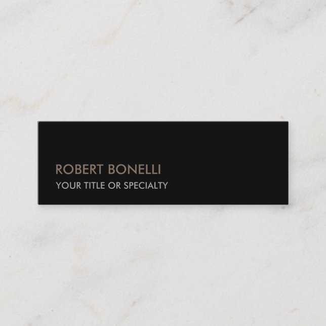 Minitarjeta De Visita Estilo negro moderno y delgado (Anverso)