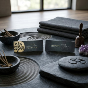 Minitarjeta De Visita Estudio de Yoga Instructor de Meditación Árbol Neg