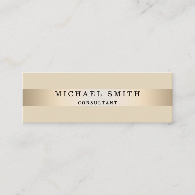 Minitarjeta De Visita Falso Relieve metalizado dorado elegante moderno (Anverso)