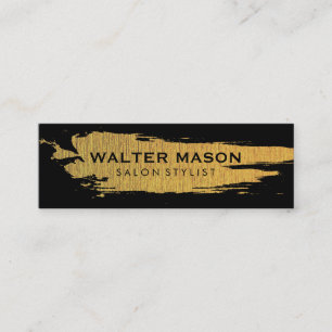 Minitarjeta De Visita Faux artístico oro Pincel textura negro