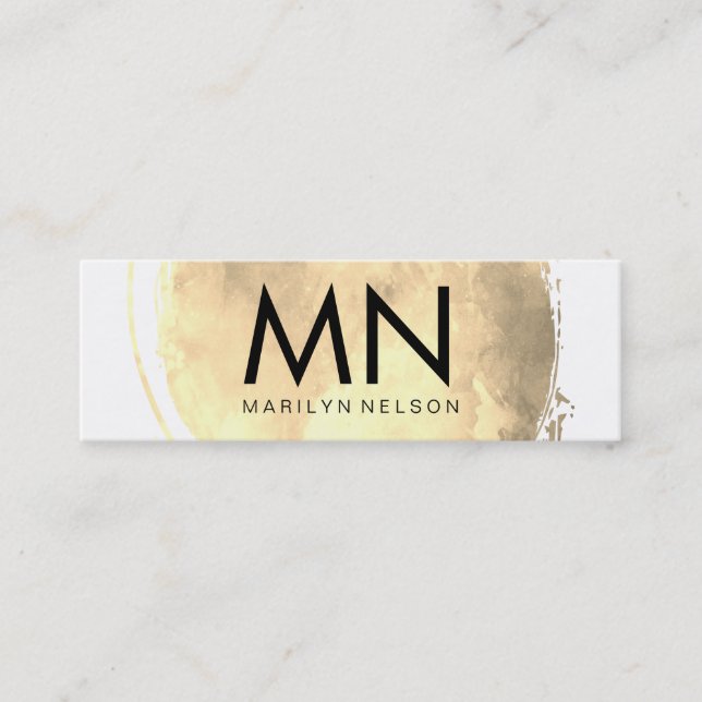 Minitarjeta De Visita Faux Gold Brushed with Moda Monograma (Anverso)