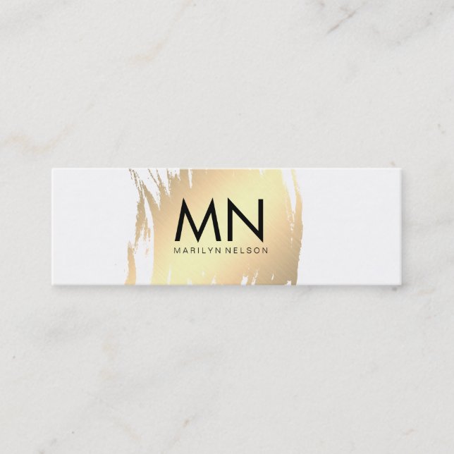 Minitarjeta De Visita Faux Gold Brushed with Moda Monograma (Anverso)