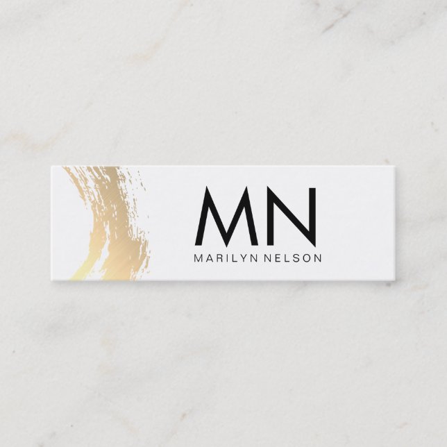 Minitarjeta De Visita Faux Gold Brushed with Moda Monograma (Anverso)