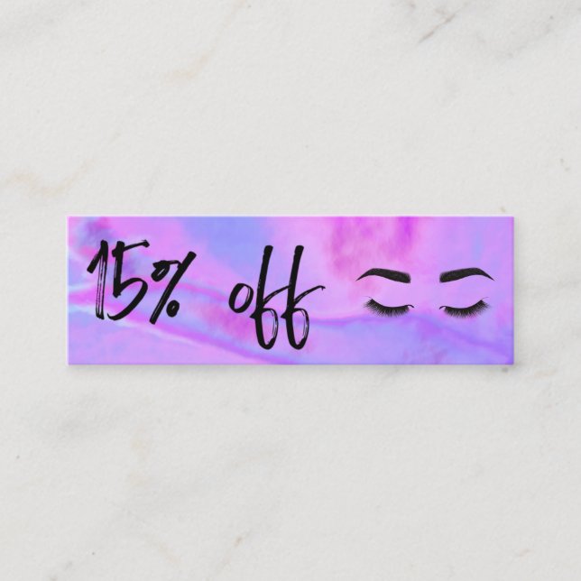 Minitarjeta De Visita Faux Holographic Lashes Brows Discount Card (Anverso)